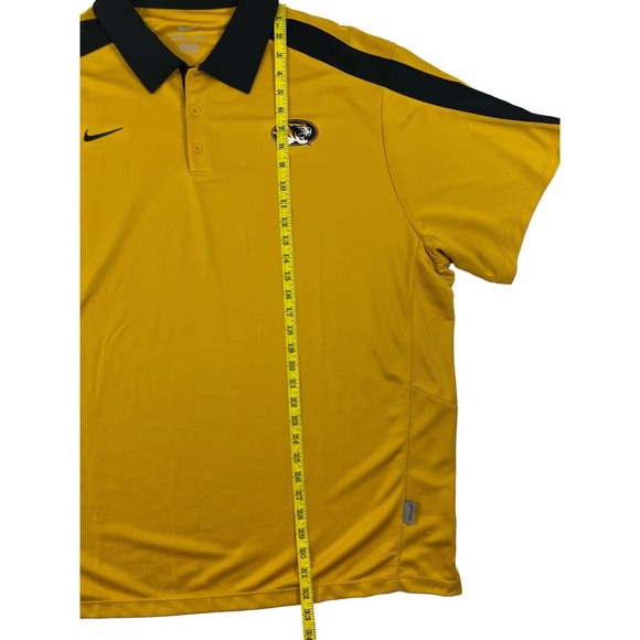 Nike Dri-Fit Men Yellow Short Sleeve Pullover Polo Sz 3XL Missouri Tigers Logo - Picture 2 of 7